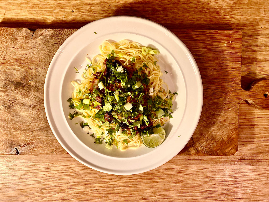 Pulp Cider with Jamie Oliver's Pork and  Rhubarb (ish) Noodles.